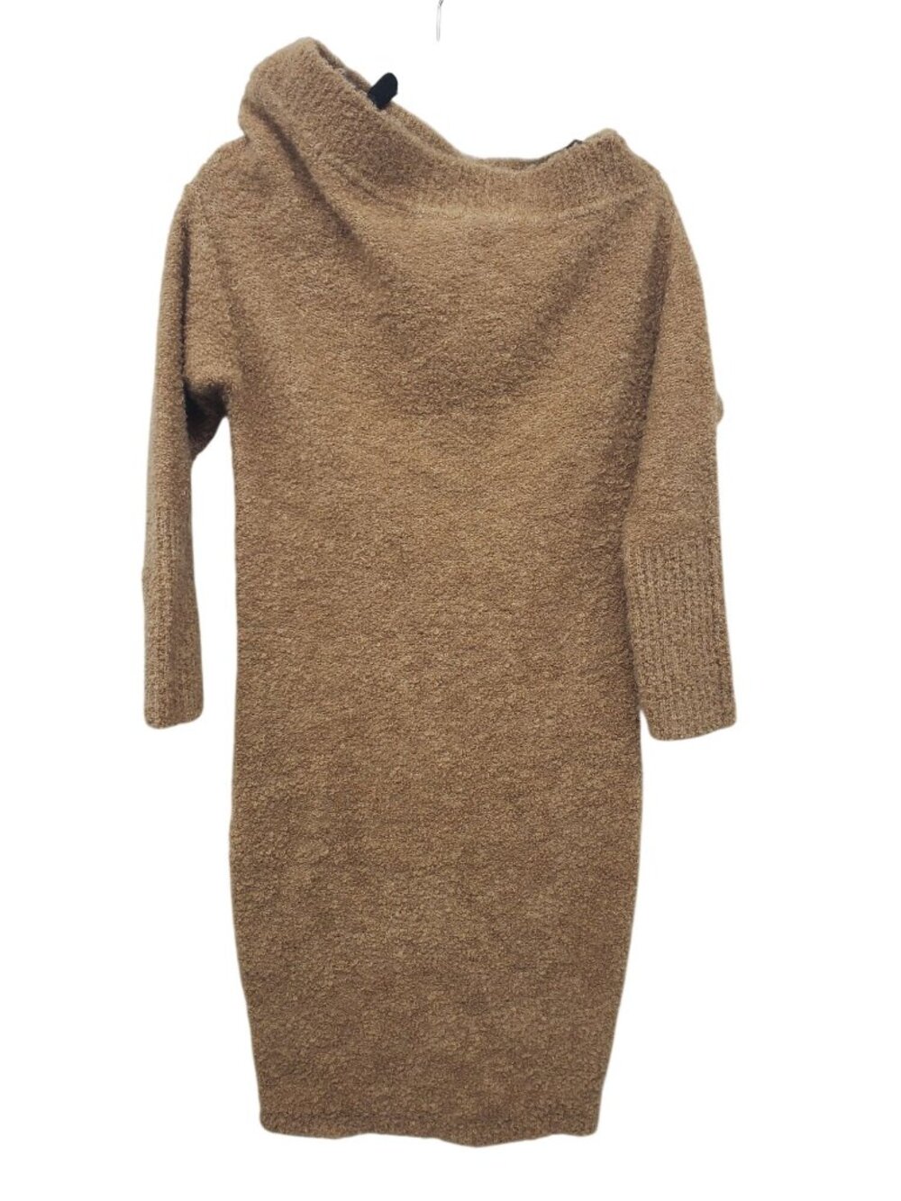 NEW Express Brown Fuzzy Y2K Asymmetrical Bodycon Sweater Dress S Small